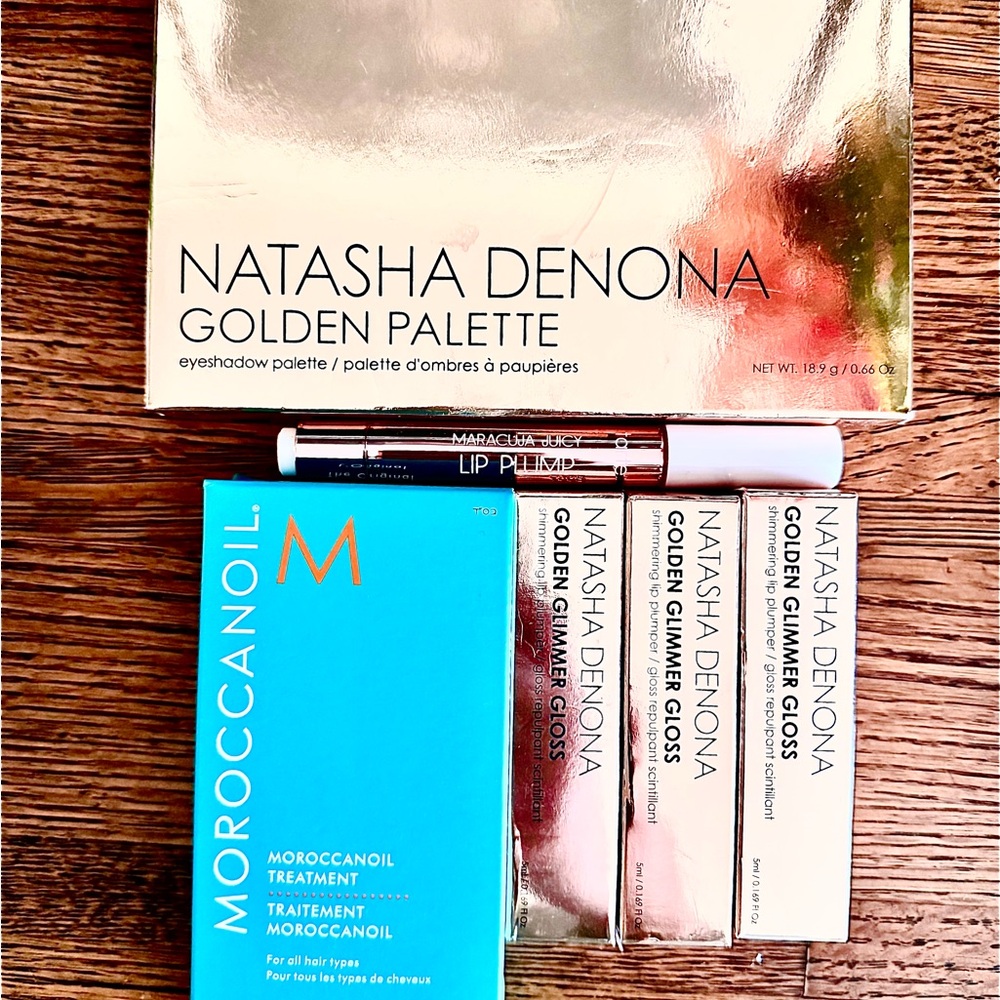 Natasha Denona Golden Palette with 3 golden lips Moroccanoil Treatment FREE oil